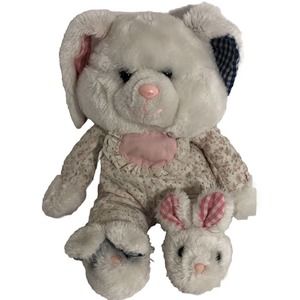 Vintage 1988 World of Smile Stuffed Bunny Rabbit Quilted Plaid Ears Easter-PB2